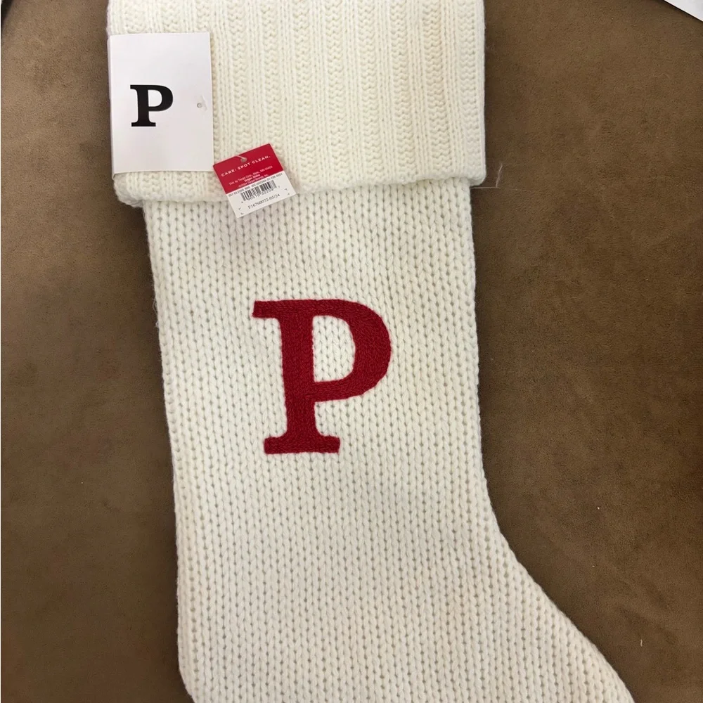 Target Red and White Knit Stockings with 'P' Design